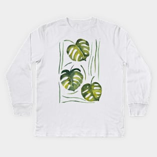 Monstera leaves Kids Long Sleeve T-Shirt